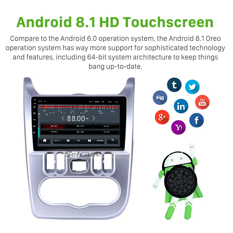 Seicane автомобильный Android 8 1 HD 9 &quotBluetooth навигация для Renault Duster/Logan 2009 2013 USB AUX GPS авто