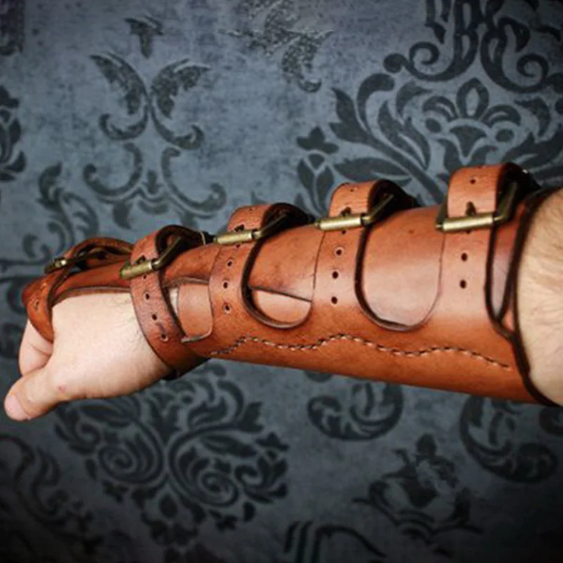 Средневековый Воин Ларп нарукавник стимпанк кожаный с заклепками ремень манжета