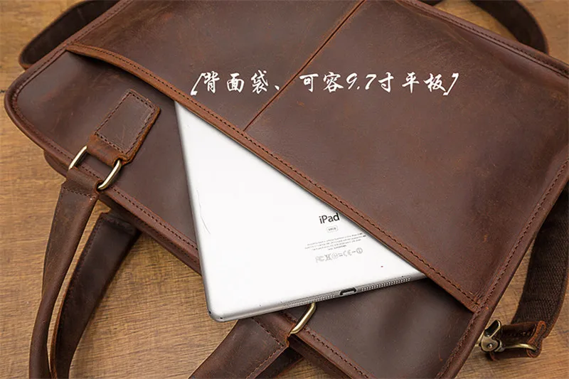 Fashion retro handmade crazy horse cowhide men women's briefcases casual business laptop handbags genuine leather messenger bags