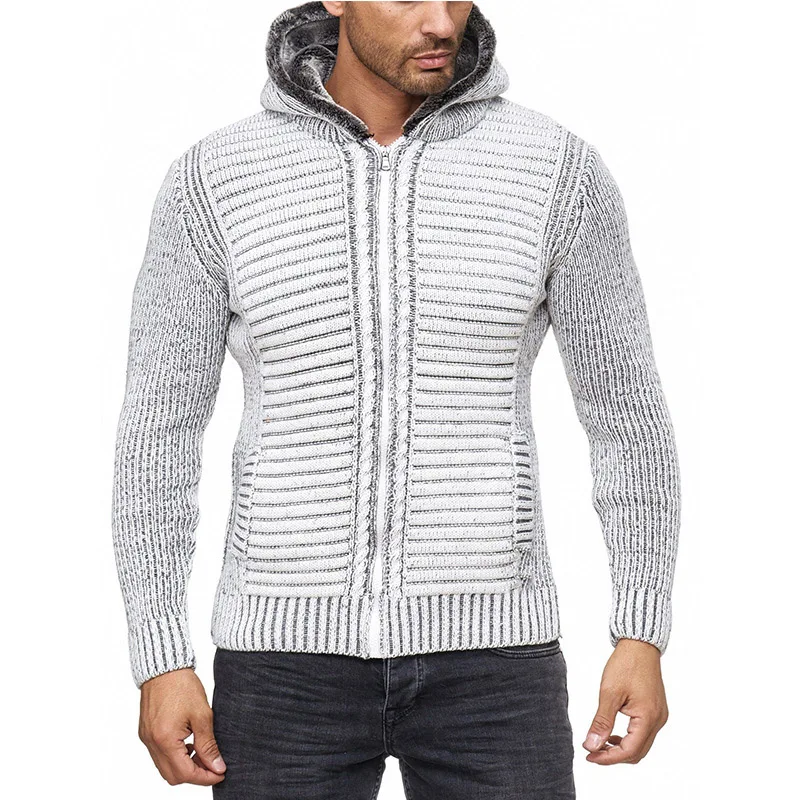 

Man Casual Knitwear Sweatercoat Basic Autumn Stand Collar Cardigan Tops For Male Good Quality Winter Warm Thick Zipper Sweaters