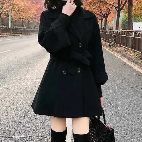 

Autumn and winter new woolen coat ins tide Korean style loose and thin student women's woolen coat woman jacket
