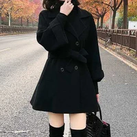 autumn and winter new woolen coat ins tide korean style loose and thin student womens woolen coat woman jacket