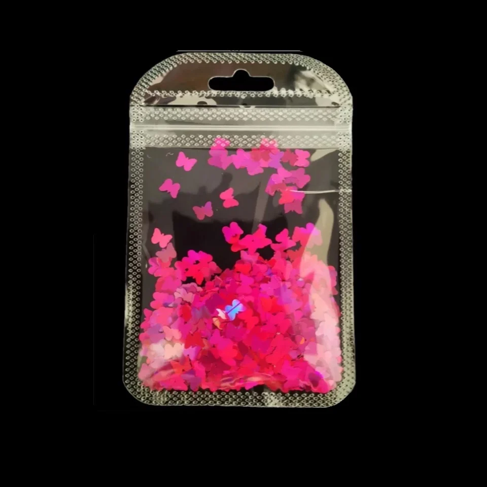 5mm Laser Butterfly Shape Nail Art Glitter Flakes 3D Fluorescence Nail Sequins Gel Polish Manicure Charms Nail Art Decorations