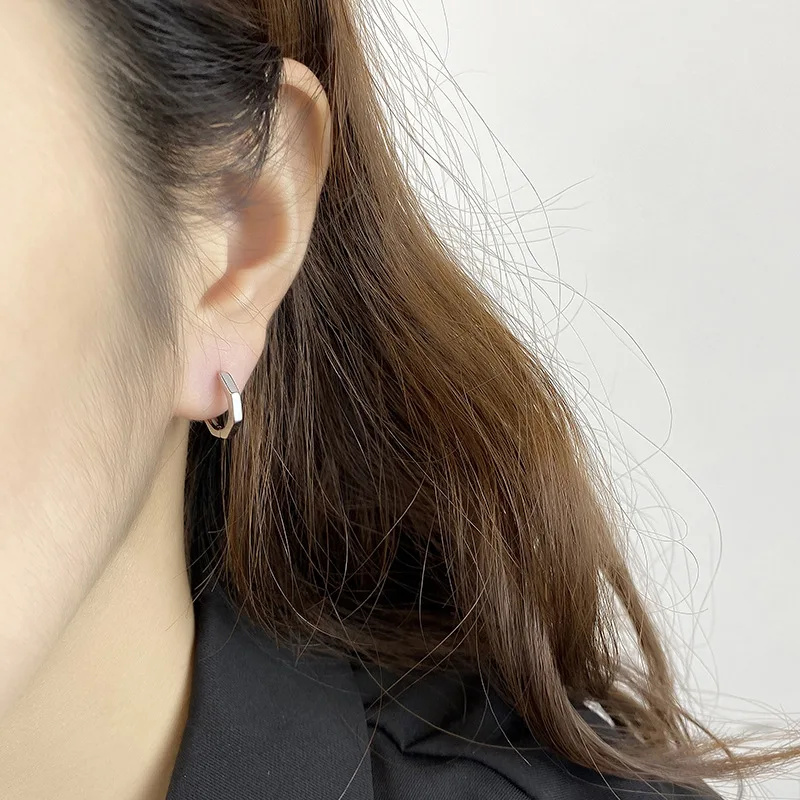 

Geometric Polygon Design Ear Clip Women 925 Sterling Silver Earrings Korean New Fashion Earrings Ear Studs for Women Girls Party