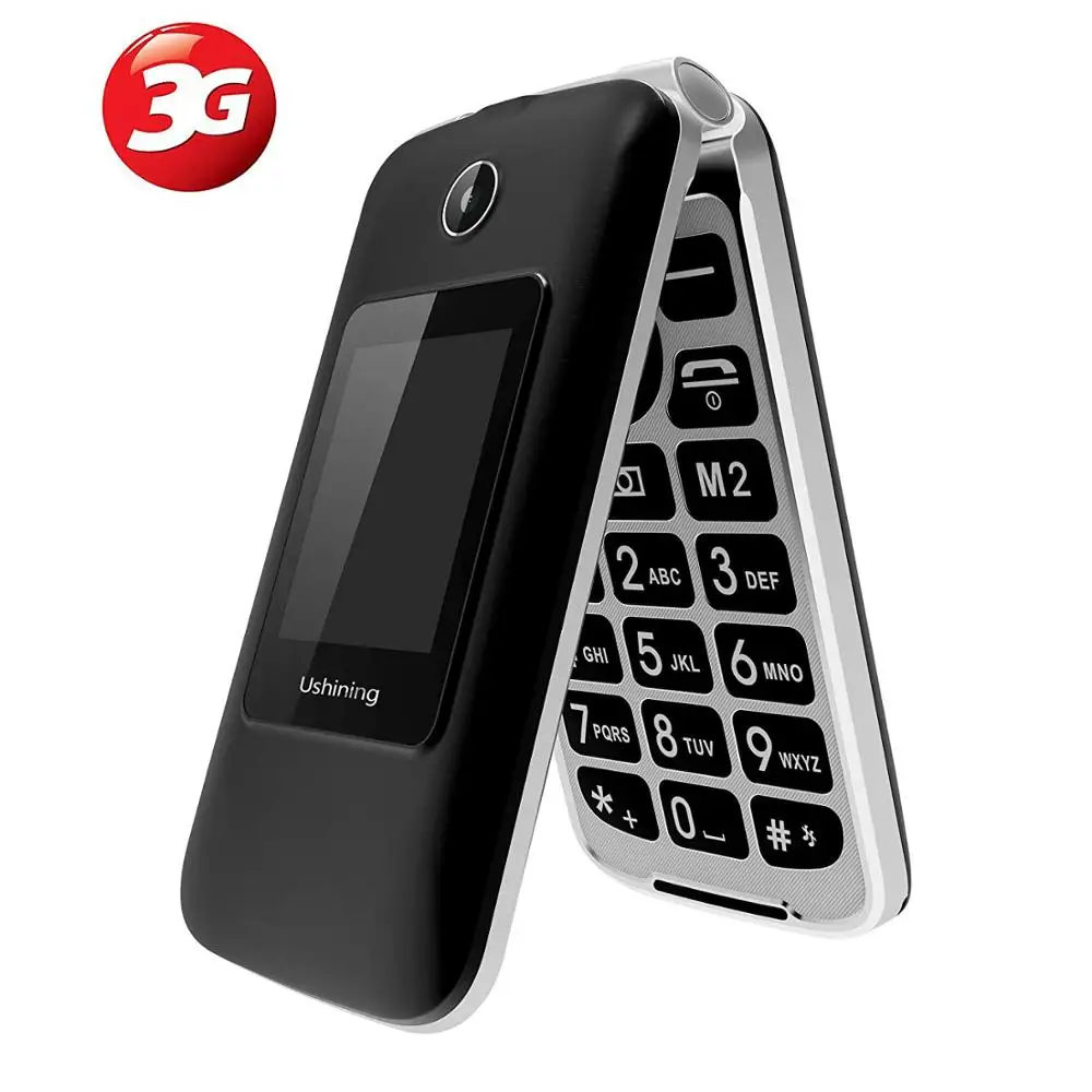 Ushining 3G мобильный телефон с откидной крышкой двойной экран две sim карты красный