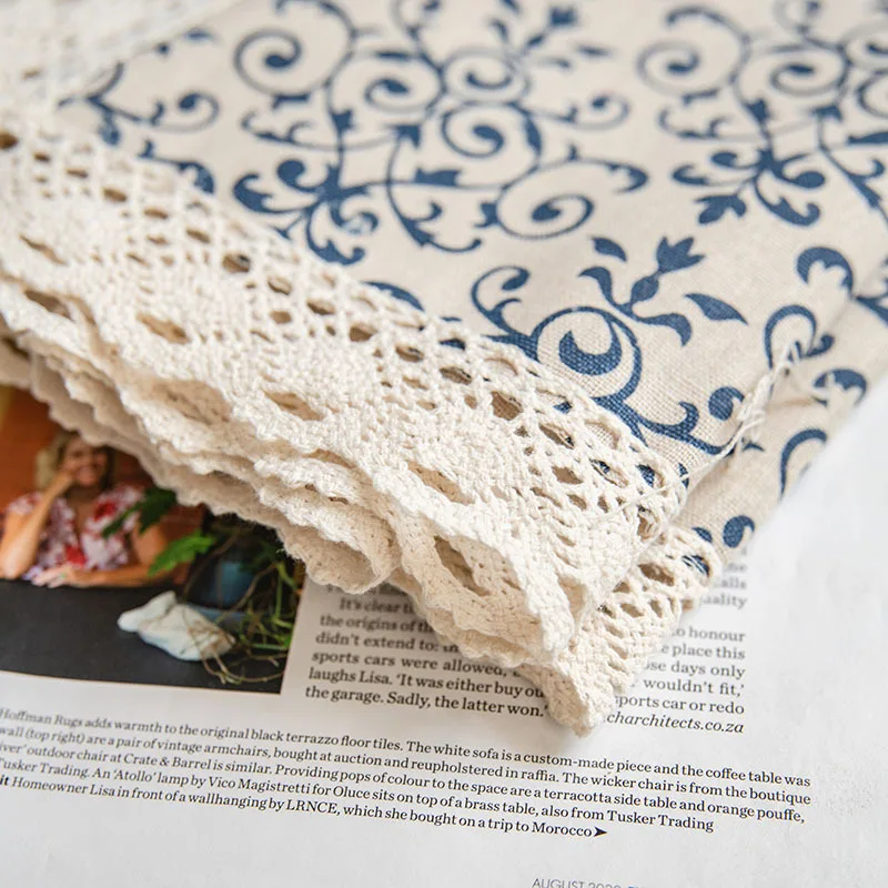 Новые китайские классические сине-белые фарфоровые кружевные хлопковые льняные