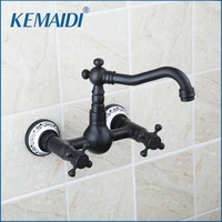 kemaidi wall mounted faucets swivel spout matte black tap vanity bathtub dual handles bathroom basin sink tap mixer faucet