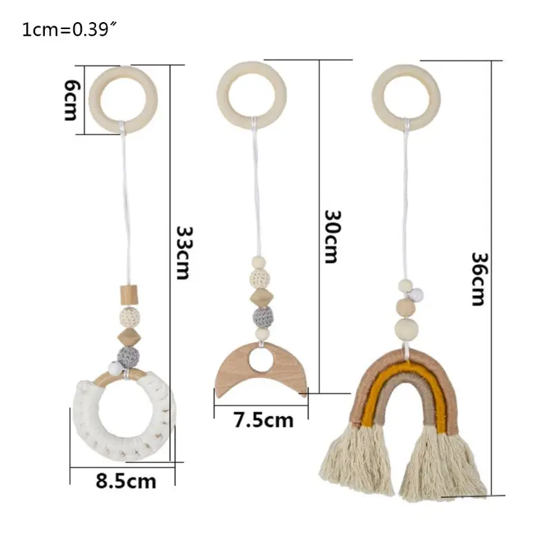 

3Pcs Nordic Baby Gym Frame Pendants Wooden Clothes Rack Rainbow Hanging Play Toy