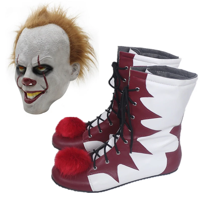 Mask and Shoes Костюм на Хэллоуин Стивен Кинг это пеннивайз обувь, маска Страшные клоунские сапоги для мужчин и женщин Хэллоуин Рождество аксессуары на заказ - Цвет: Mask and Shoes
