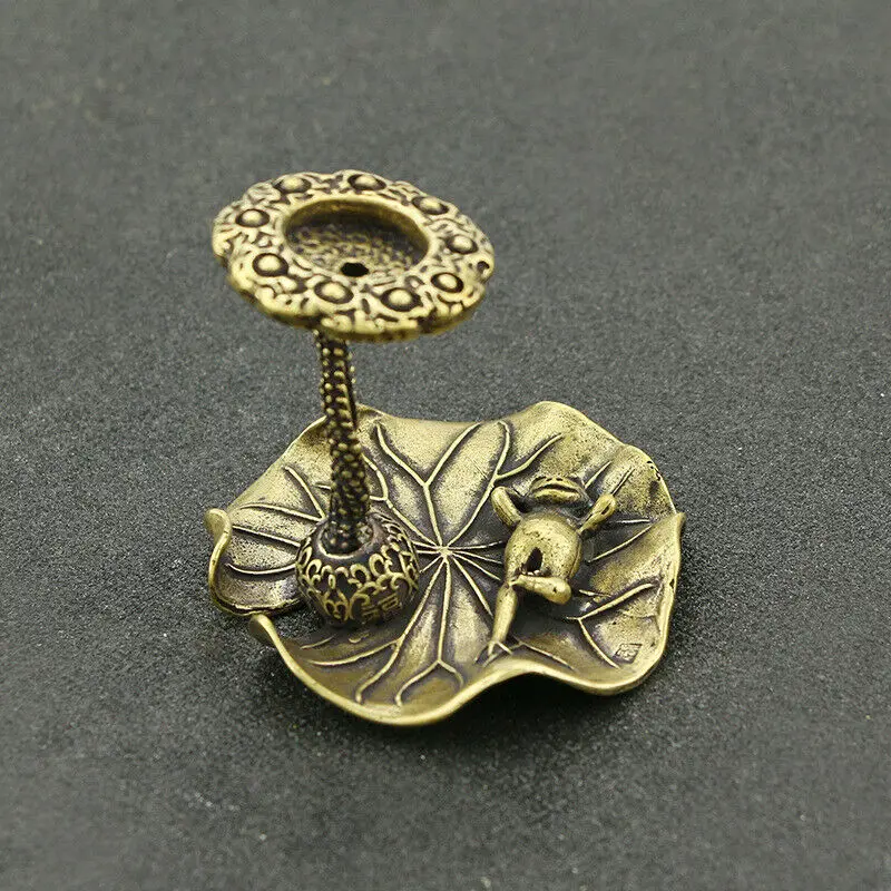

Solid Copper Lotus Leaf Frog Tea Pet Backflow Incense Incense Sticks Ornaments