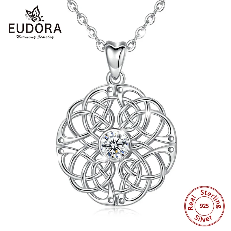 Юдора 925 пробы Серебряное ожерелье с подвесками Флора ирландское Celtics узел