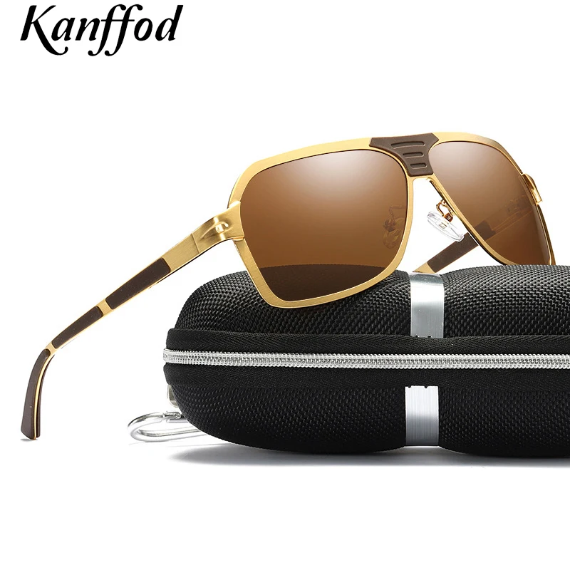

Kanffod Fashion Polarized Sunglasses Men For Driving Gold Eyewear UV400 Protection Brand Designer Sun Glasses Square Oculos