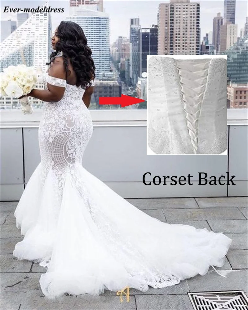 Кружевное свадебное платье с открытыми плечами и шлейфом размера плюс 2021 |