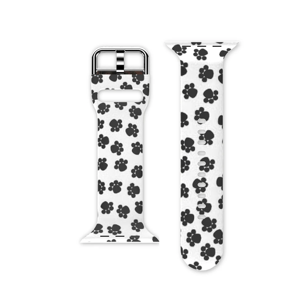 Ремешок силиконовый для Apple Watch band 44 мм 42 40 38 браслет с леопардовым принтом iWatch Series