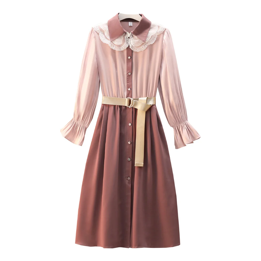 Женское платье средней длины с длинными рукавами приталенное большого размера