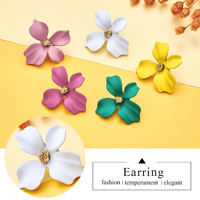 SHUANGR Sweet Jewelry Spray Paint Stud Earrings Flower Earrings Statement Trendy Brincos Gift for Girls Gift Pendientes