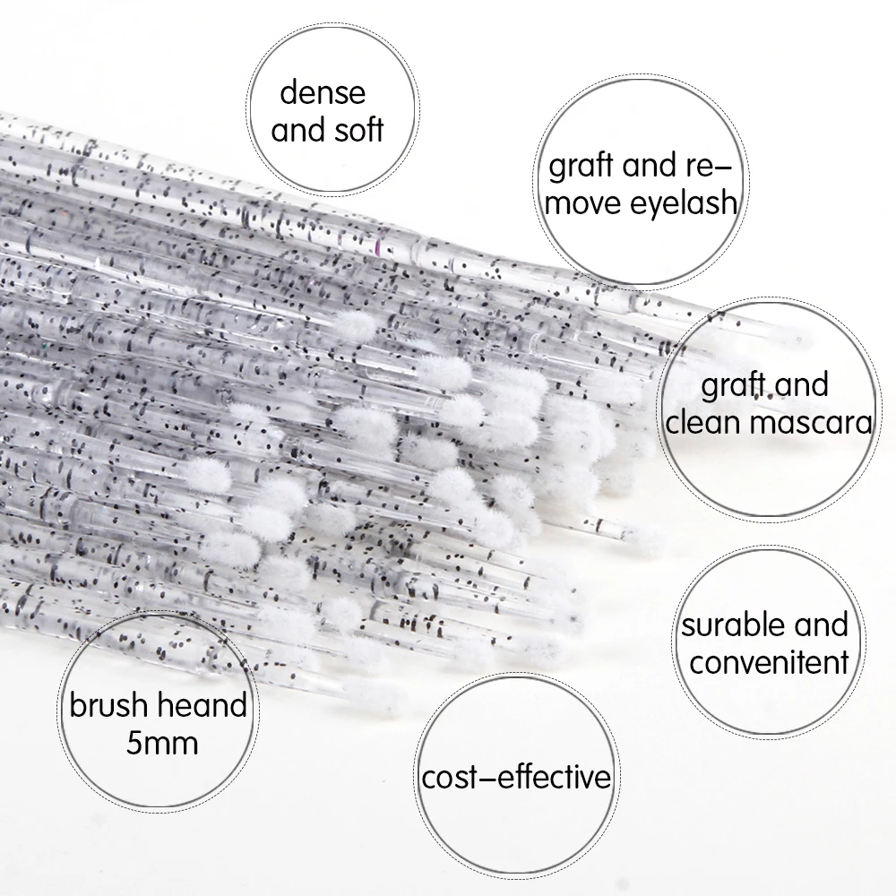 50/100Pcs MicroBrush Crystal Disposable Eyelash Brush Applicator Lash Removing Swab Micro Individual Extension Too | Красота и