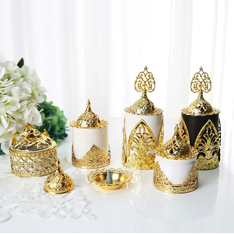 Quemador de incienso Para decoración del Hogar, quemador de incienso único de regalo árabe, difusor aromático moderno, adornos de escritorio