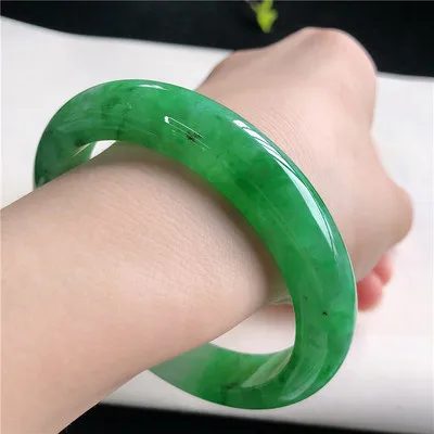 

Zheru Jewelry Natural Burmese Green Jade 54mm-64mm Bracelet Elegant Princess Jewelry Best Gift for Mother and Girlfriend
