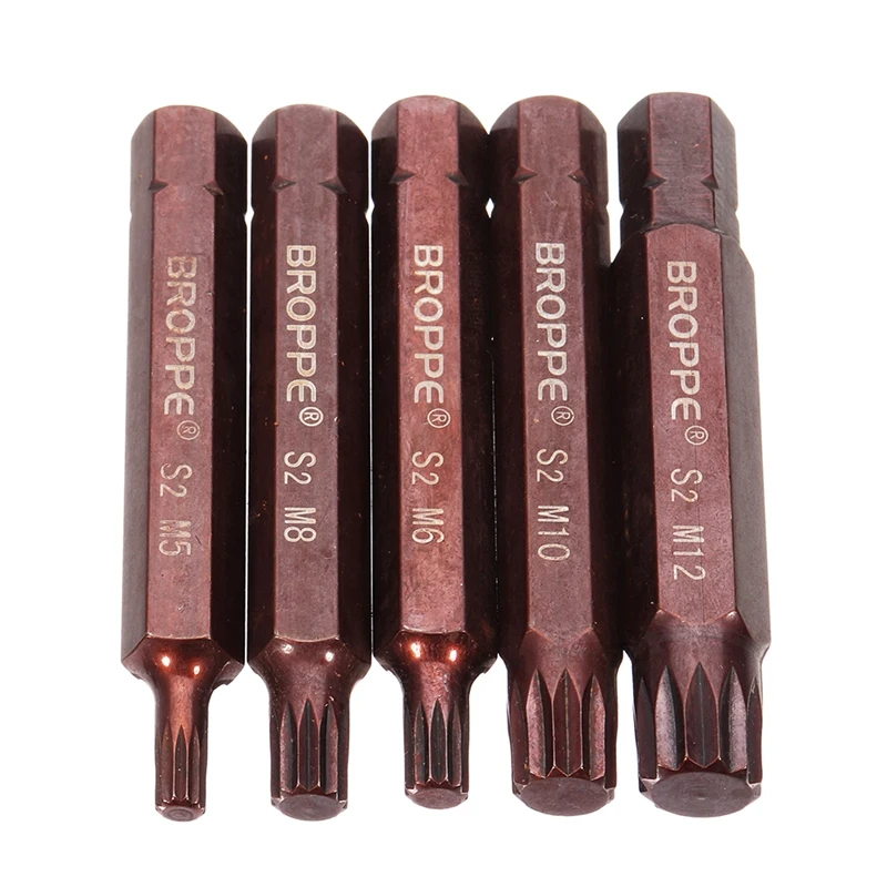 

Broppe 5Pcs M5-M12 75mm Magnetic Star Screwdriver Bit S2 Steel 10mm Hex Shank M5/M6/M8/M10/M12