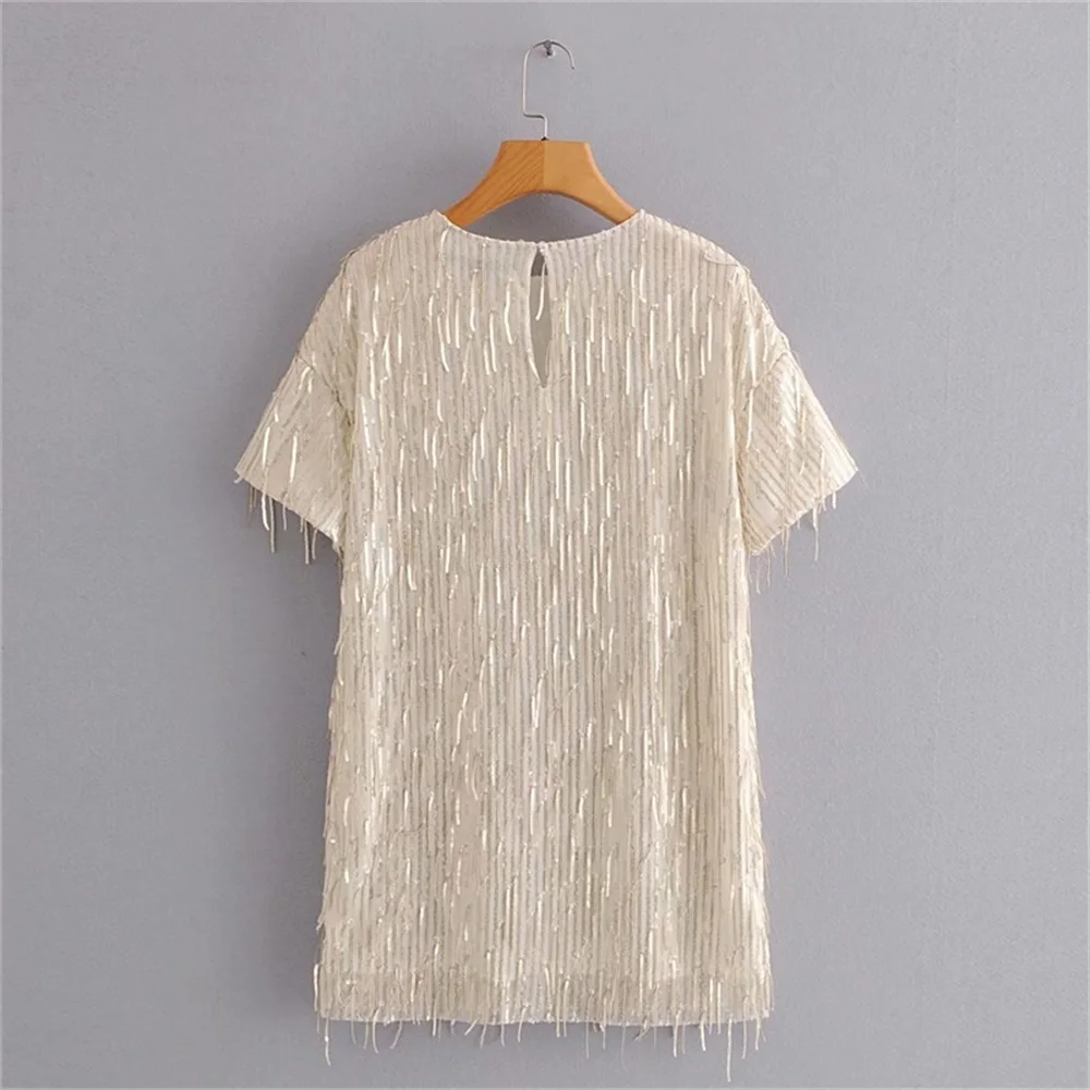 Лето 2020 Новое Женское модное дикое тонкое короткое платье с кисточками коротким
