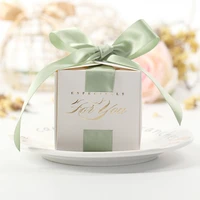 50pcs candy boxes with ribbon wedding favors souvenirs gift box for christening baby shower birthday event party supplies