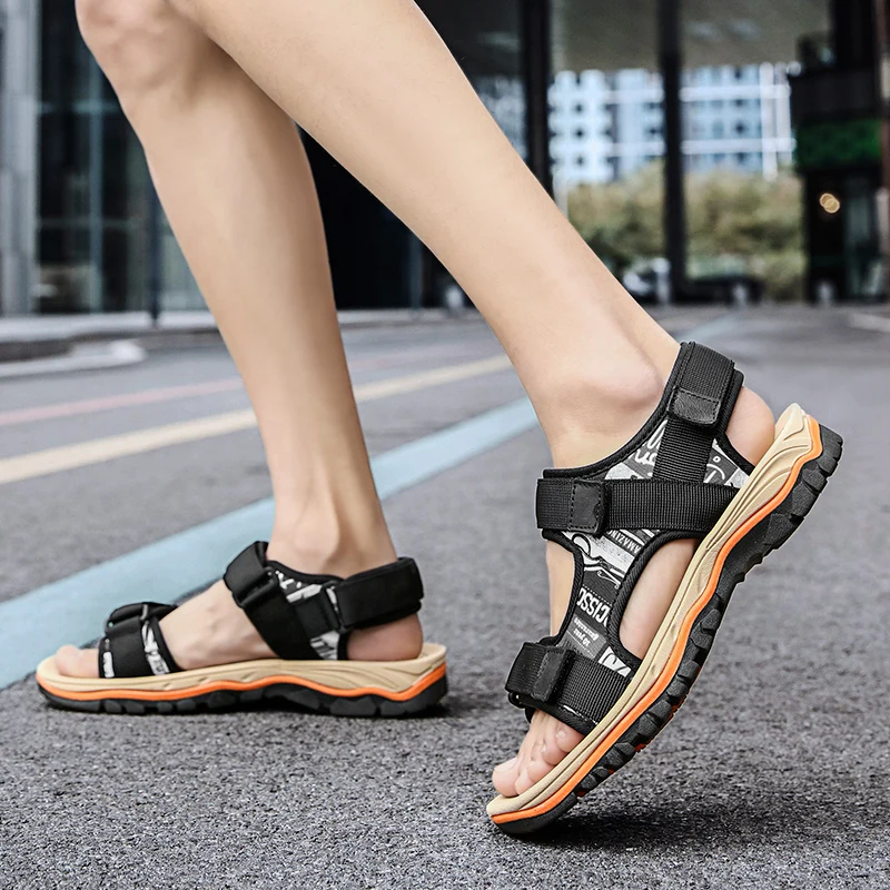 

VRYHEID Summer Men's Sandals Fashion Outdoor Breathable Comfortable Men Shoes Handmade Casual Men Beach Sandals Big Size 38-47