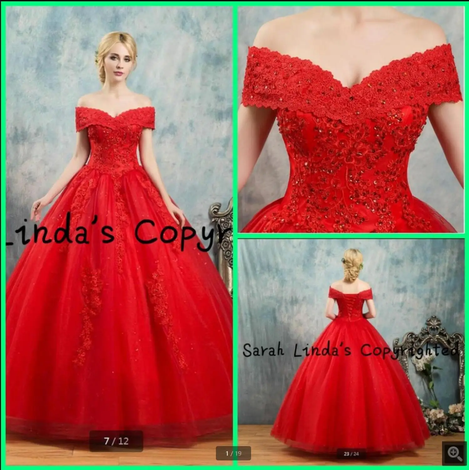 

2020 роскошное Красное Кружевное бальное платье с аппликацией, свадебное платье с открытыми плечами, бусинами, кристаллами, v-образным вырезо...