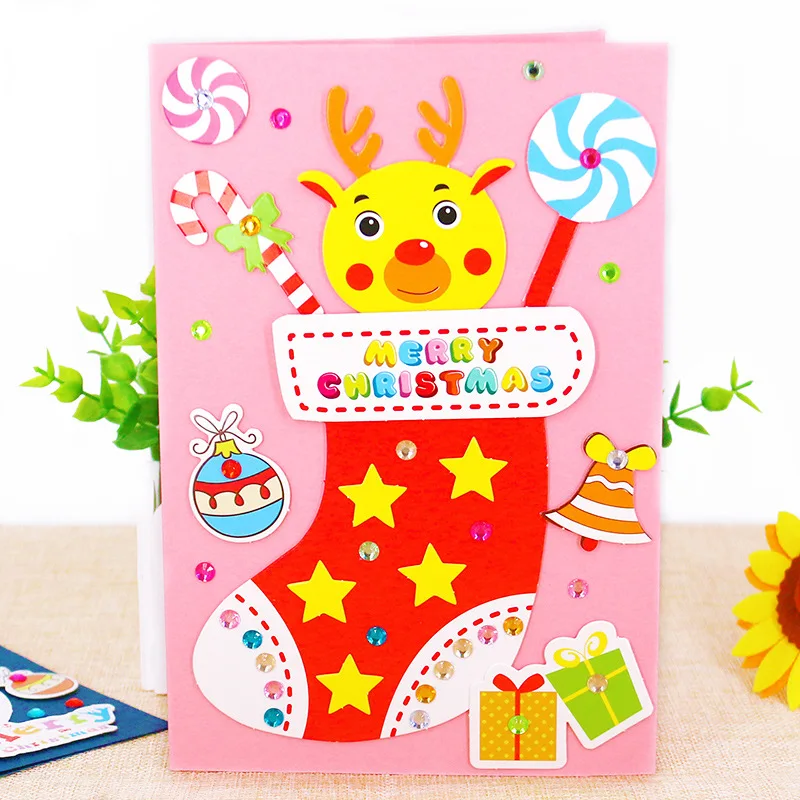 

NEW christmas decoration crafts card kindergarten lots arts crafts diy toys Puzzle crafts kids for children's toys girl/boy gift