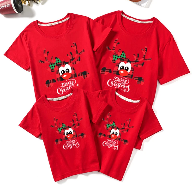 Рождественская семейная футболка для папы мамы сына дочери одежда женщин и