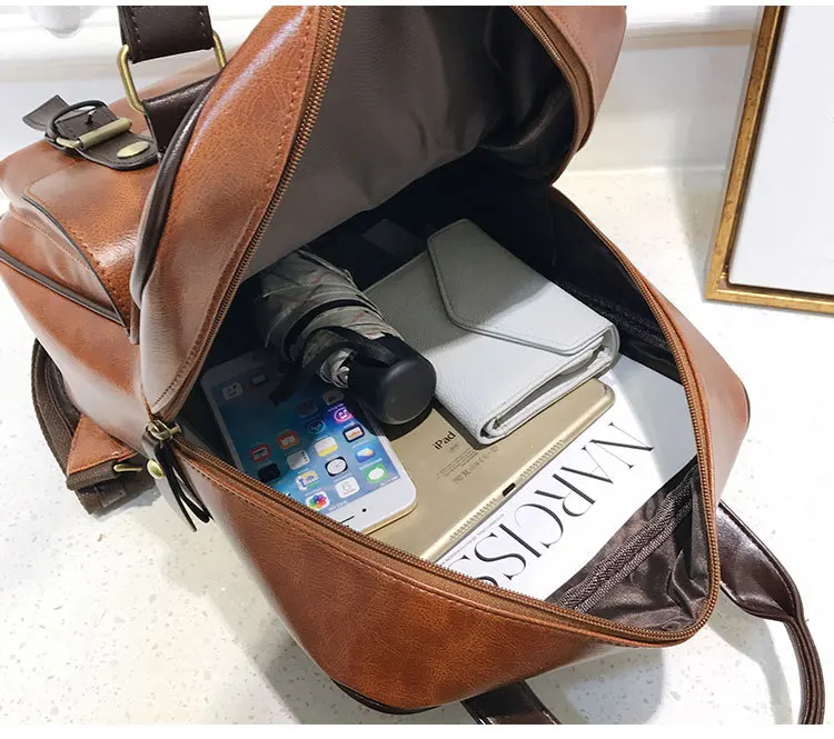 Beibaobao модный рюкзак Mochila Feminina с защитой от кражи, школьные сумки, водонепроницаемые дорожные винтажные рюкзаки для ноутбука, коричневый кожаный большой женский рюкзак