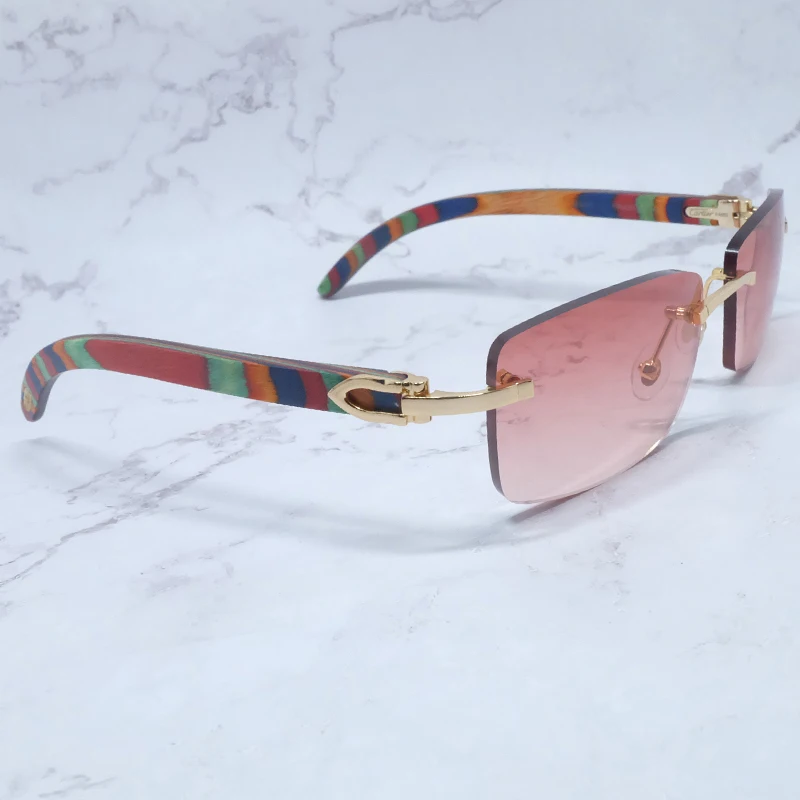 Винтажные Солнцезащитные очки без оправы деревянные солнцезащитные мужские