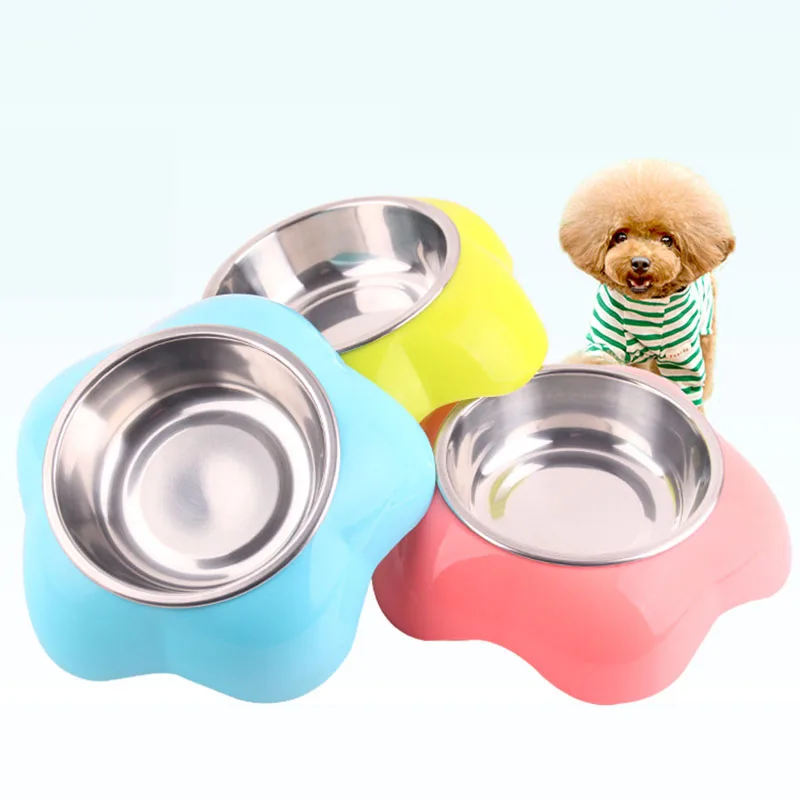 Dog Food Bowl Pet Flower-shaped Dual-use Bowl 2-in-1 Pet Stainless Steel Bowl Plastic Bowl Dog Food Bowl  Pet Accessories Bowl