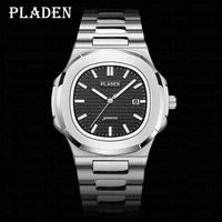 pladen new fashion men watch top brand luxury stainless steel wristwatch quartz automatic date clock waterproof reloj de hombre