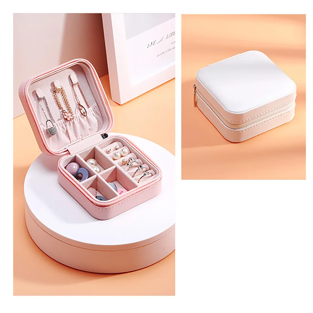 

Earring Ring Jewelry Display Storage Box Jars Earring Ring Case Organizer Flannel Tray Holder Gift For Girls Women 2021 New