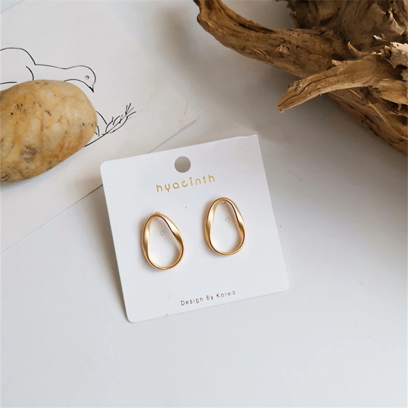 Korean Drama Love Alarm Kim So Hyun Same style Geometric stud oval high quality earrings and Earrings |