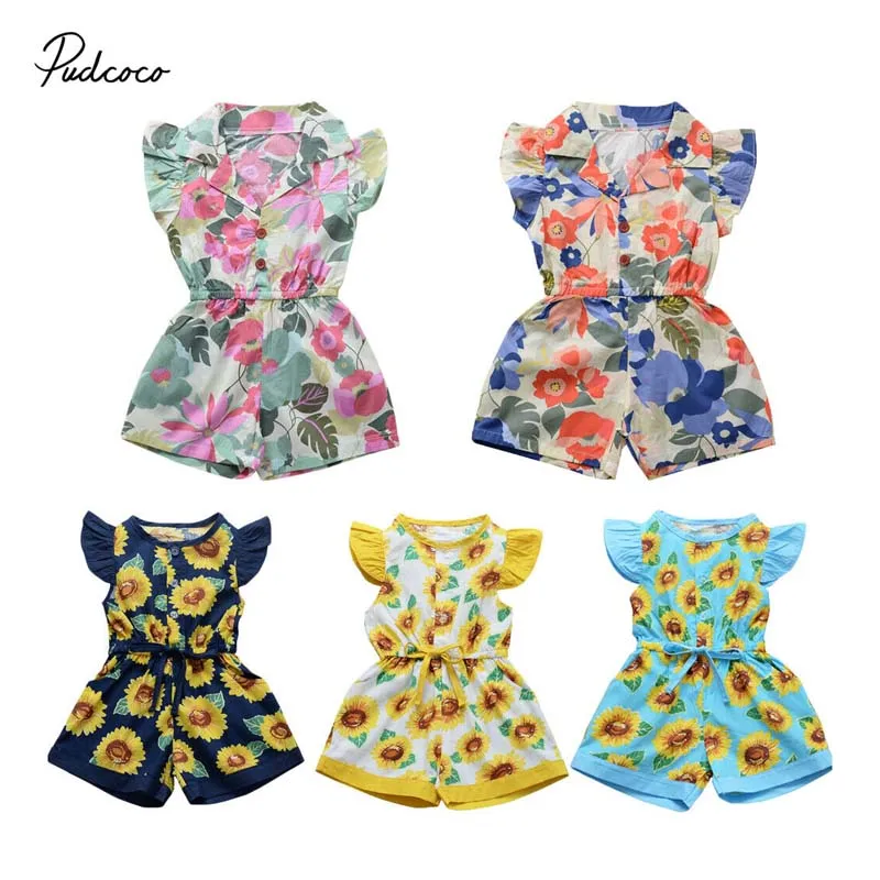 2020 кружевное платье для маленьких девочек с принтом в виде подсолнухов цельный