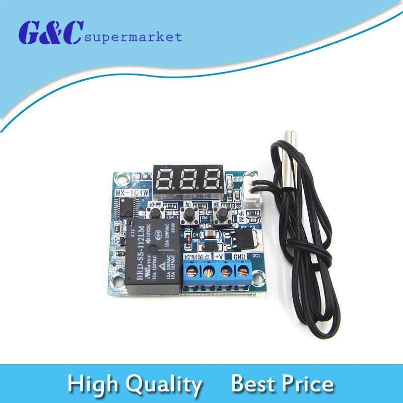 Интеллектуальный цифровой светодиодный термостат 40 120 градусов Цельсия 12 В