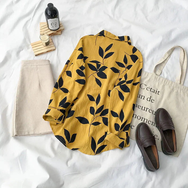 Новинка Весна 2020 Корейская версия рубашки с принтом осветительная Вельветовая