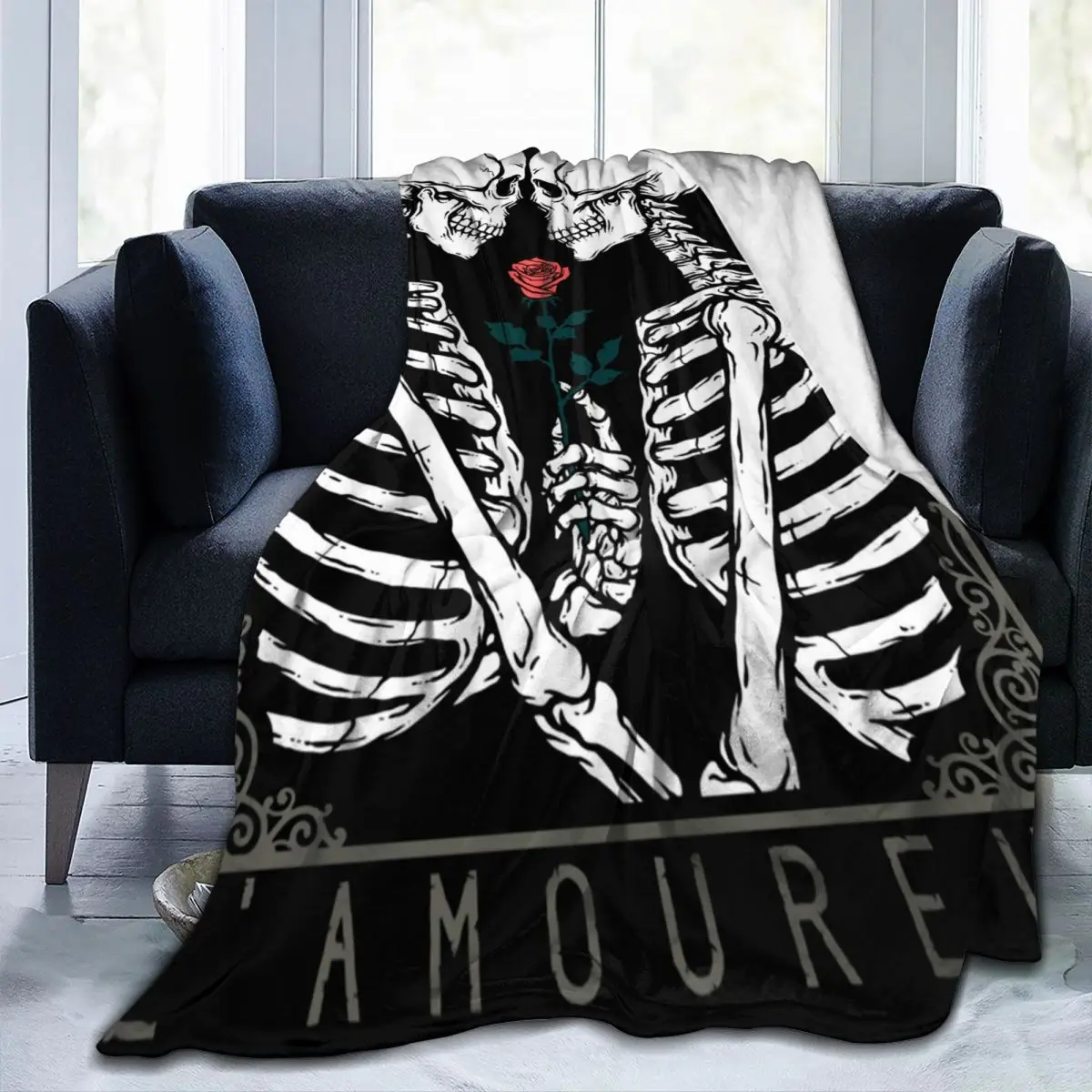 

VI The Skull Lover-Manta romantica para silla, cobija de microfiber acogedora, regalos Surprise