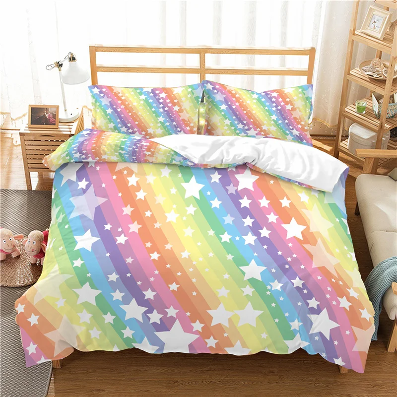 Домашний текстиль Роскошные 3D с принтом радуги 2/3 шт. удобные постельного белья