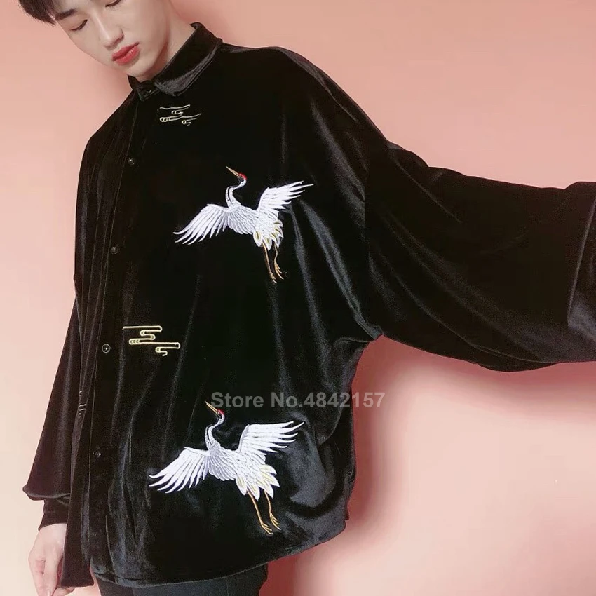 Женская куртка кимоно с вышивкой журавлей в японском стиле|Одежда Азии и