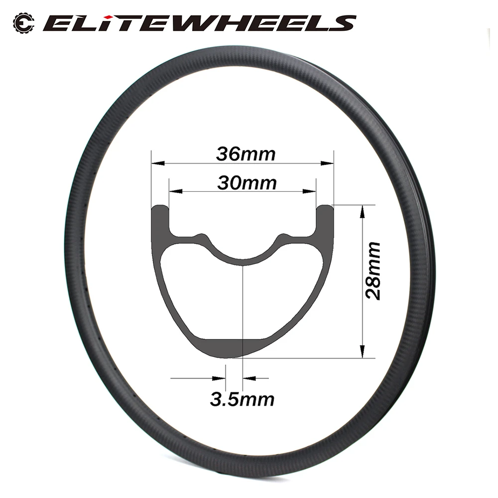 

ELITEWHEELS Mtb Carbon Rim 29er 36mm Width 28mm Depth XC AM Hookless Asymmetric Rims High Quality Carbon Fiber Bicycle Wheels