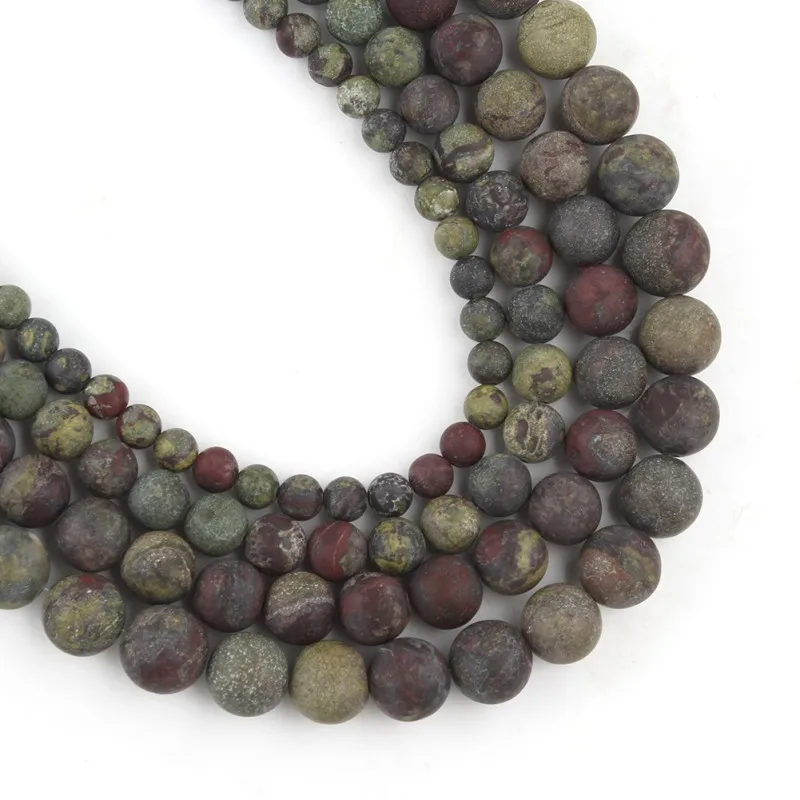 Dull Polish Matte Dragon Blood Stone Beads Round Loose Spacer for Jewelry Making DIY Charm Bracelet Necklace 15 inch | Украшения и
