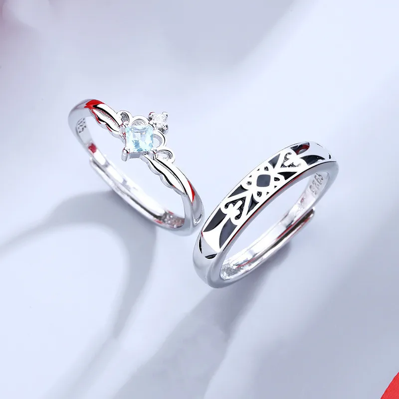 Фото 2 шт./компл. регулируемое кольцо принцессы и рыцарь из меди с серебряным покрытием