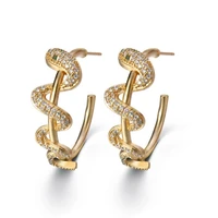 gothic cool punk animal snake zircon stud earrings crazy twining snake hoop gold silver color earrings women party jewerly gifts