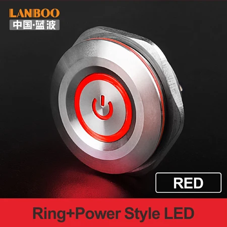 Red LED Power LANBOO 40 мм кнопочный переключатель вкл. Выкл. 1NO1NC SPST или 2NO2NC DPDT водонепроницаемый переключатель с разъемом провода - Цвет: Red LED Power
