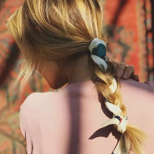 Модная шелковая резинка для волос с цветочным принтом эластичная лента женщин