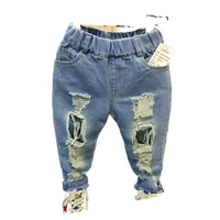 hot sale new fashion baby boy hole jeans trousers kids jeans cotton denim long trousers for children