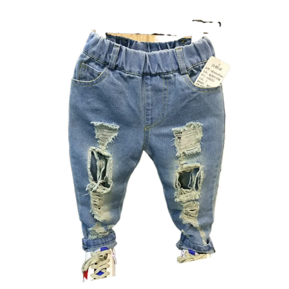 Лидер продаж новые модные джинсы с дырками для маленьких мальчиков детские и